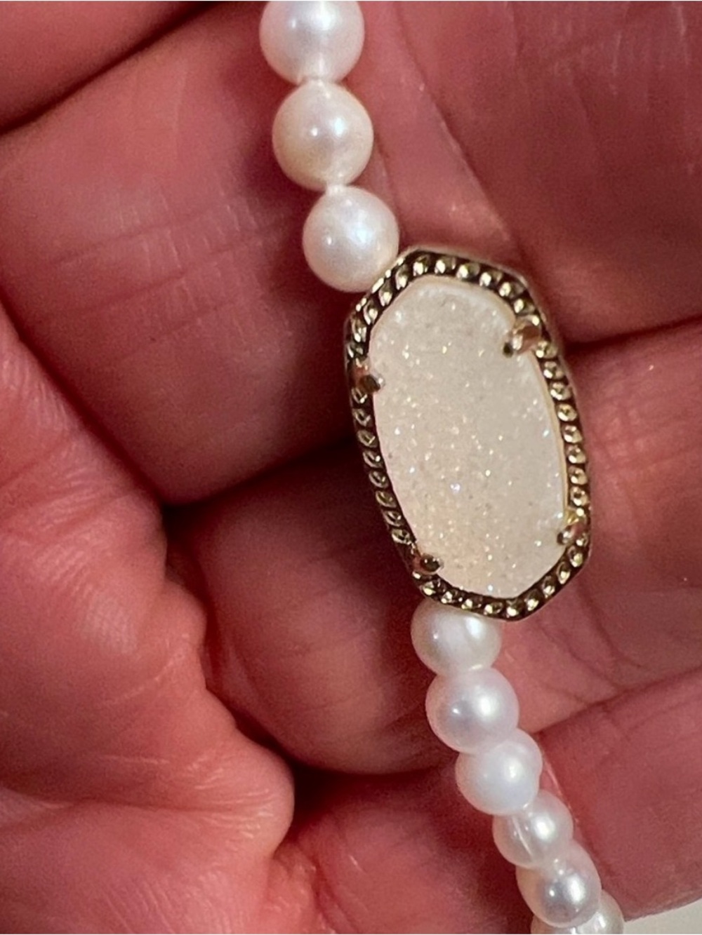 Kendra Scott White Pearl Necklace with Gold Accent Pendant - Picture 3 of 5